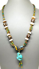 Ancient Roman Glass, Agate , Lukemike, Yousr And Turqouise Beads Necklace