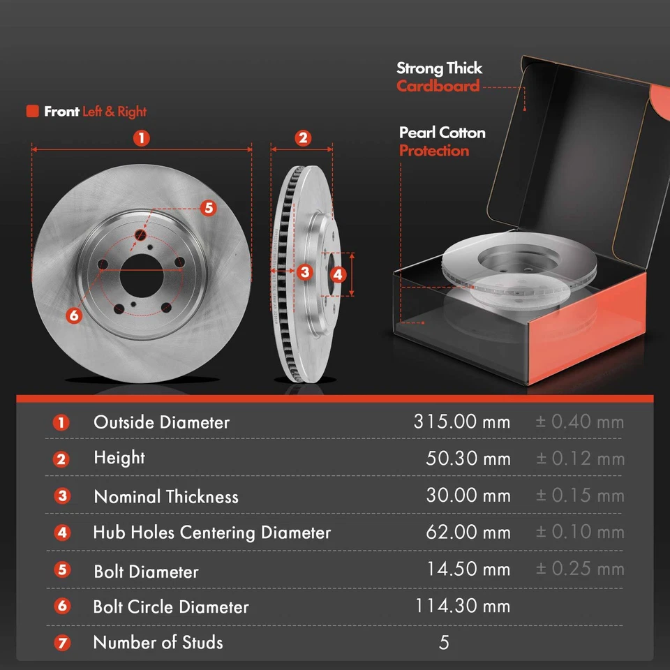 Front Disc Brake Rotor & Ceramic Brake Pads for Lexus LS430 Base 2001-2006 4.3L - Image 2 of 4