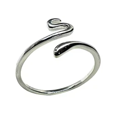 Snake Ring Asp Viper Finger Ring Adjustable 925 Sterling Silver Size 9 / R & Box