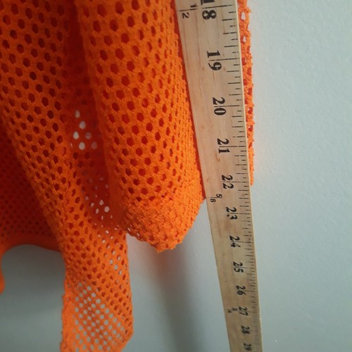 Romans Netted Open Knit Overlay Top Womens 1x Orange Long Sleeves - Picture 8 of 11