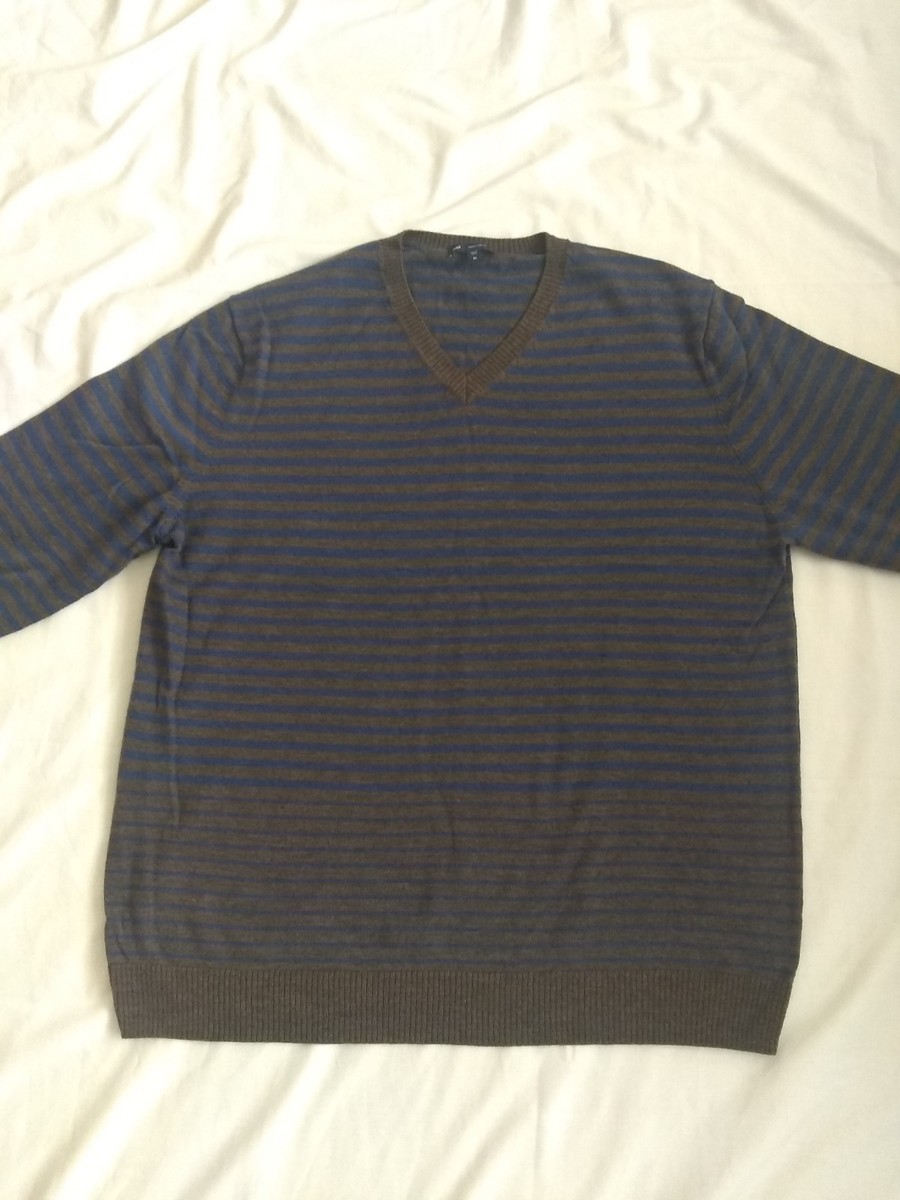 Gap Menu0026#039;s Italian Merino Wool Sweater Blue Brown Stripes Size XL. |  eBay