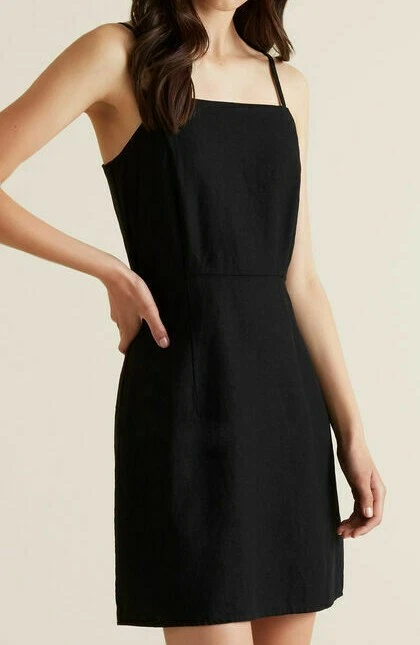 Seed Heritage Teen Girls Black Linen Blend Dress Size 14 RRP