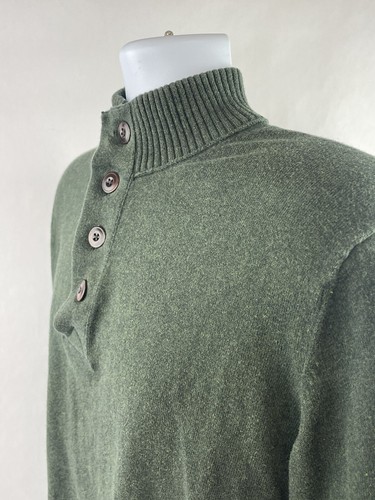 Eddie Bauer Pullover Herren XL grün Pulli 1/4 Knopf L/S Baumwolle Kaschmirmischung - Bild 5 von 11