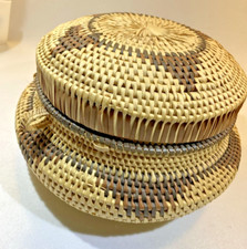 MAGNIFICENTLY --- Woven Basket with Attached Lid Such Curvature Through Out