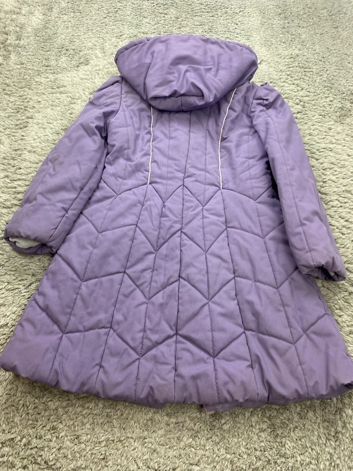 Chaqueta Rothschild Niñas 7 Lavanda Púrpura Acolchada Capucha Palanca Abrigo Abombado De Colección Foto 2 de 4