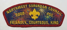 Northwest Suburban 2008 FOS  CSP Council Strip Boy Scout Mint BC9