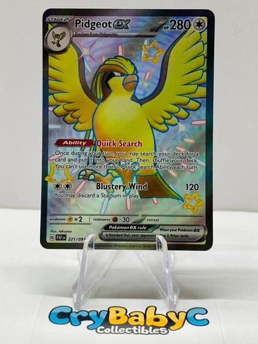 Pokemon Pidgeot ex 221/091 Paldean Fates SV Shiny Ultra Rare Full Art