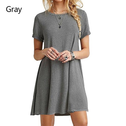 Women's Casual Sundress Short Sleeve Loose T-shirt Girls Summer Dress Plus Size - Picture 3 of 17