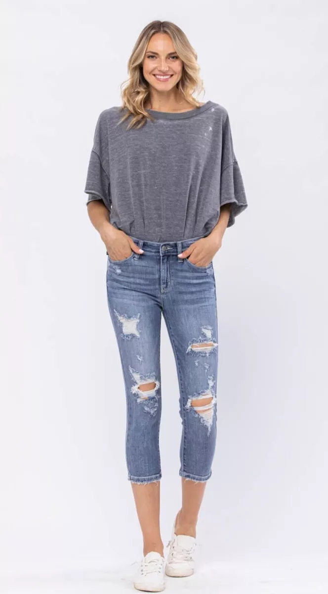 Womens distressed shop capris