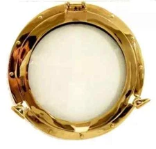 Antique Brass Finish 24"Porthole Ship Boat Window Wall Decorative Glass Porthole