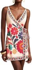 Women Summer Short Floral Boho Wrap Dress Spaghetti Strap Side Tie Asymmetrical