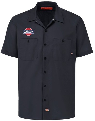 DATSUN Retro Patch DICKIES Short Sleeve Mechanic Work Shirt Classic S-5X - Picture 3 of 5