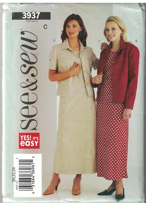 3937 Vintage Butterick Sewing Pattern Misses Loose Fitting Jacket Dress Easy OOP | eBay