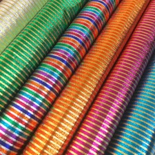 Metallic Foil Striped Brocade Fabric 45" Wide 100 Polyester Sold By The Yard