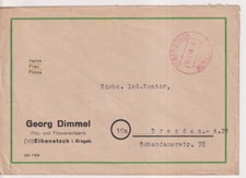 NACH 45, Geb&uuml;hr bezahlt / Barfreimachung, Eibenstock 12.7.48