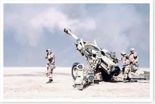 Marine Corps Artillerymen Fire M-198 155mm Howitzer Desert Storm 8 x 12 Photo