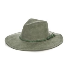 Suede Hat Wide Brim Braided Band Western Style Sun Protection Women's
