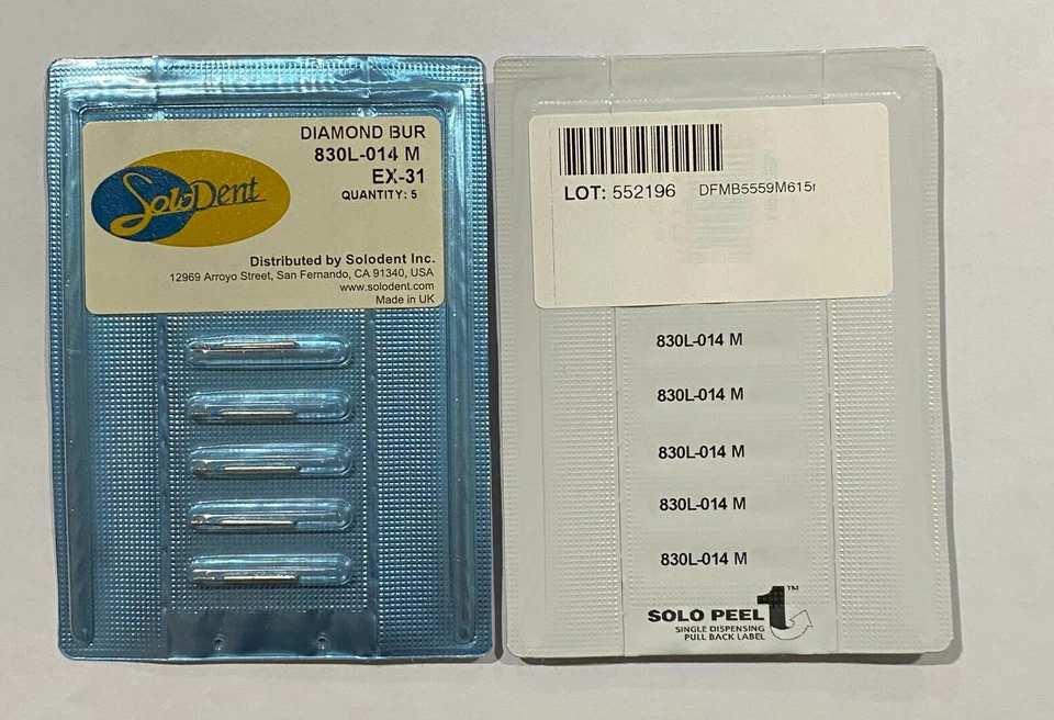 Fresas de diamante #830L-014M FG Med Pear Bur ISO EX-31 014 diámetro FG830L-014M 10X Foto 3 de 3