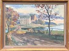 Ture Malmberg 1894-1968 Sunny Island Landscape - Kastellholmen - Stockholm 1943