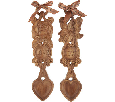 Casa Zeta-Jones Set of 2 Traditional Welsh Love Spoons w/ Box