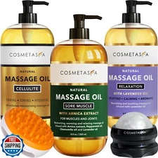 Cosmetasa Body Massage Oil for Massage Therapy Kit - Arnica Sore Muscle Massa