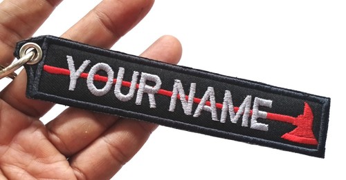 THIN BLUE RED LINE CUSTOM NAME EMBROIDERED TAG KEYCHAIN FIREIGHTER POLICE - Picture 3 of 8
