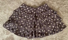 Mini Boden Skirt Knit Ruffle Layer Gray White Dot Print Size 6-7 NIP New