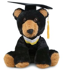 PLUSH GRADUATION - ECO FRIENDLY SUPER-SOFT PLUSH - BLACK BEAR 9"