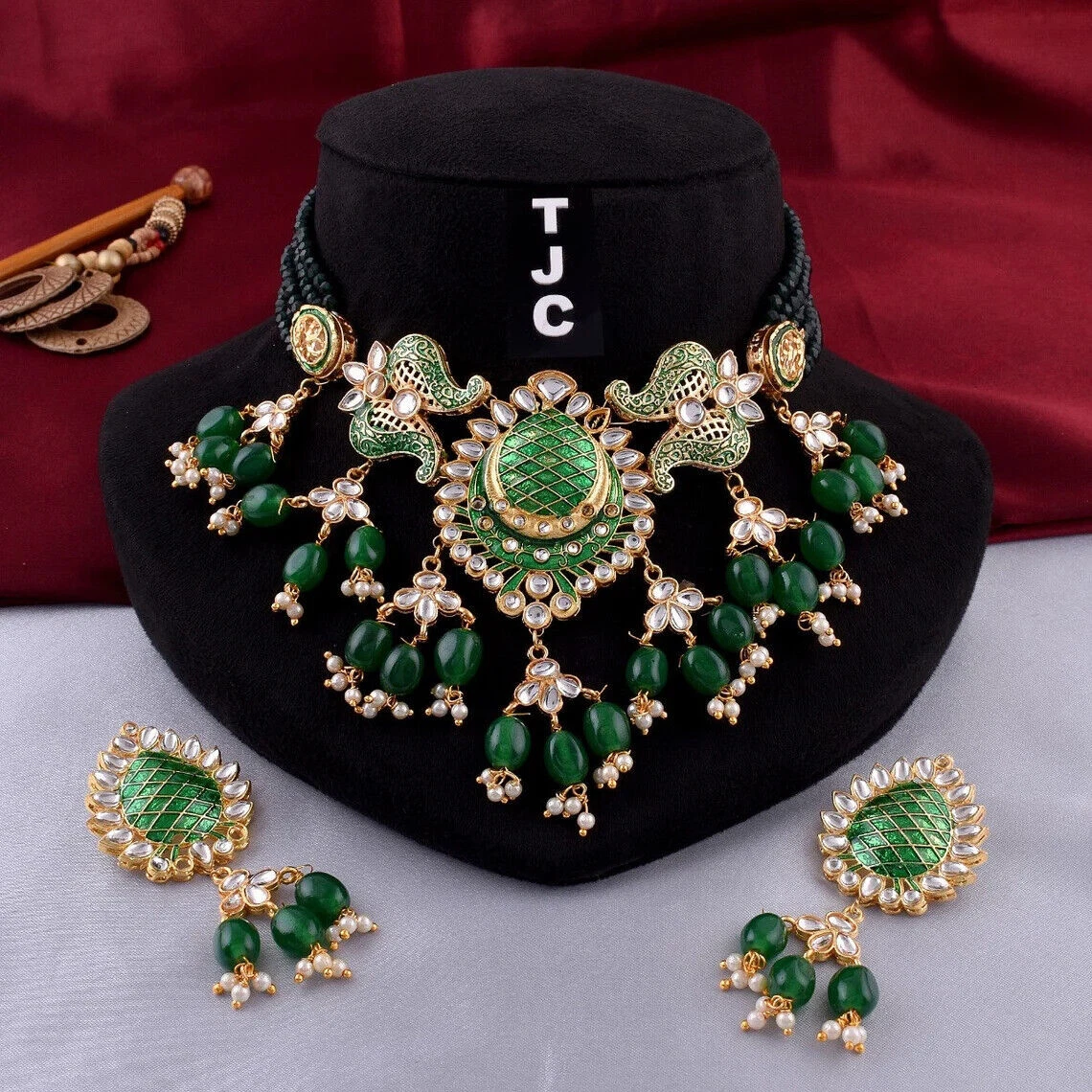 New Designer Stunning Kundan Necklace Set with Gold Plated Necklace for Women s