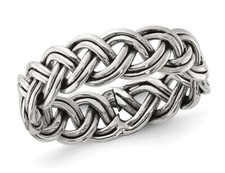 Polished Sterling Silver Braided Band 6mm 