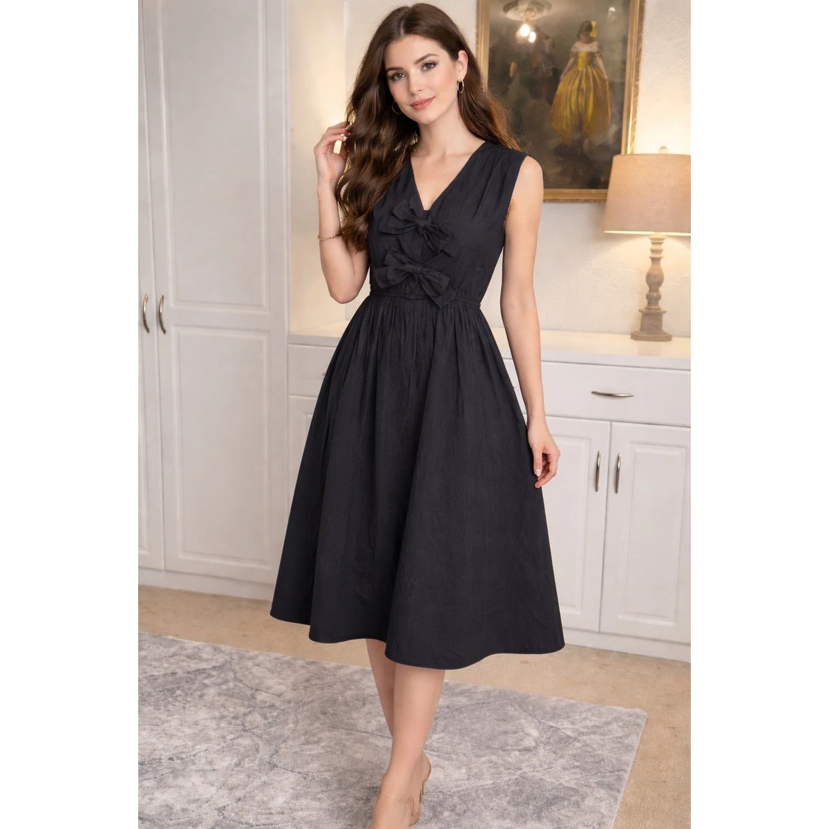 jodifl black dress Regular Size Dresses for Women for sale collection_colours_Gillie_Lace_Dress 38 *Measurements may vary Style:ShortSleeve-Gold Central Line Dressing Change