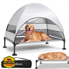 Elevated Dog Bed with Canopy - 3-Sided UV Protection Pet Tent with Wider Shad...