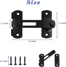 Barn Door Lock, 2 Pack Sliding Barn Door Lock Hardware Gate Latches, Carbon S...