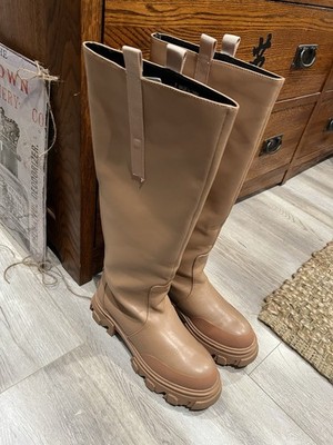 Public Desire Women's Tall Knee High Beige  Boots Size 7