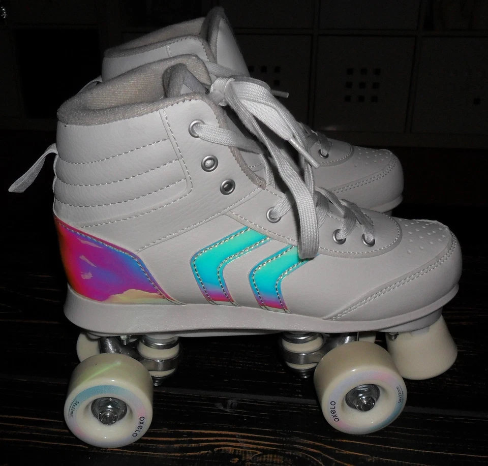 NEU Oxelo Roller Skates Disco Roller RS Quad 100 JR weiß Holographic Gr. 38 - Bild 2 von 4