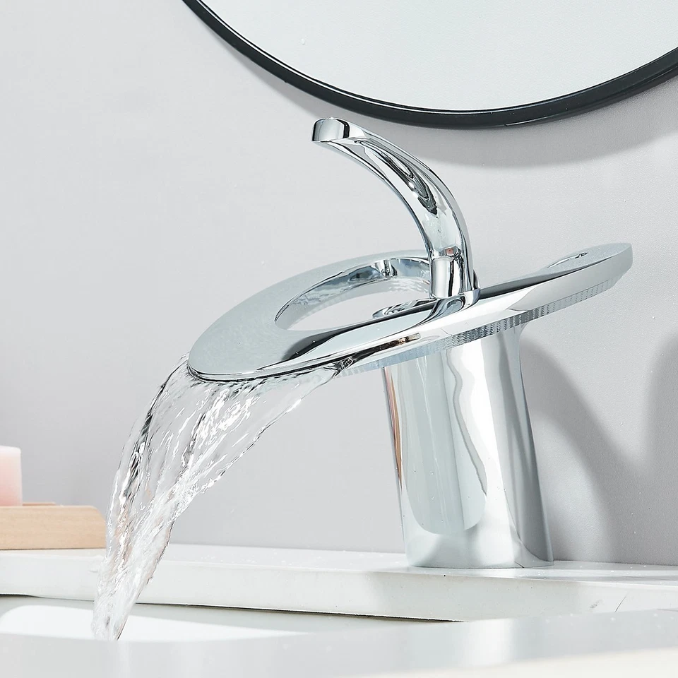 Wasserfall Waschtischarmatur Badarmatur Wasserhahn Bad Waschbecken Mischbatterie - Bild 4 von 4