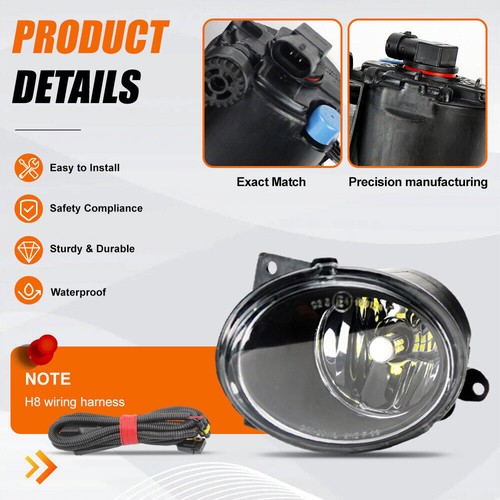 Fog Lamp Light Set For VW Beetle 2006 - 2010 With LED bulbs+Grille Cover+ Wire - Picture 2 of 11