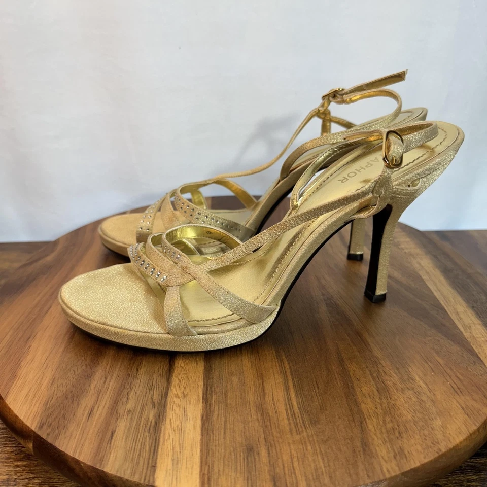 Метафора туфли женский размер 9,5 Наталия с ремешками высокий каблук сандалии со стразами Dres - Изображение 3 из 4