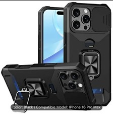 Heavy Duty Luxury Camera Cover Card Slot Shockproof Stand case iPhone 16 Pro Max