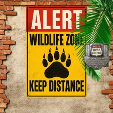 Wild Activity Danger Metal Sign Novelty Animal Area Wall Art Plaque