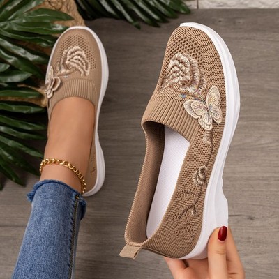 Damen-Slipper Turnschuhe breite Passform atmungsaktiv Mesh Walking Laufschuhe UK