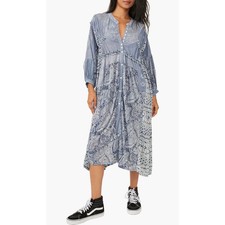 Free People Oh My Mix Print Long Sleeve Dress Duster Boho Midi Flowy Sundress XS