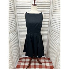 NWT J. Crew Pleated Mini Dress Size 8 Tall Black Sleeveless Fit Flare Chino