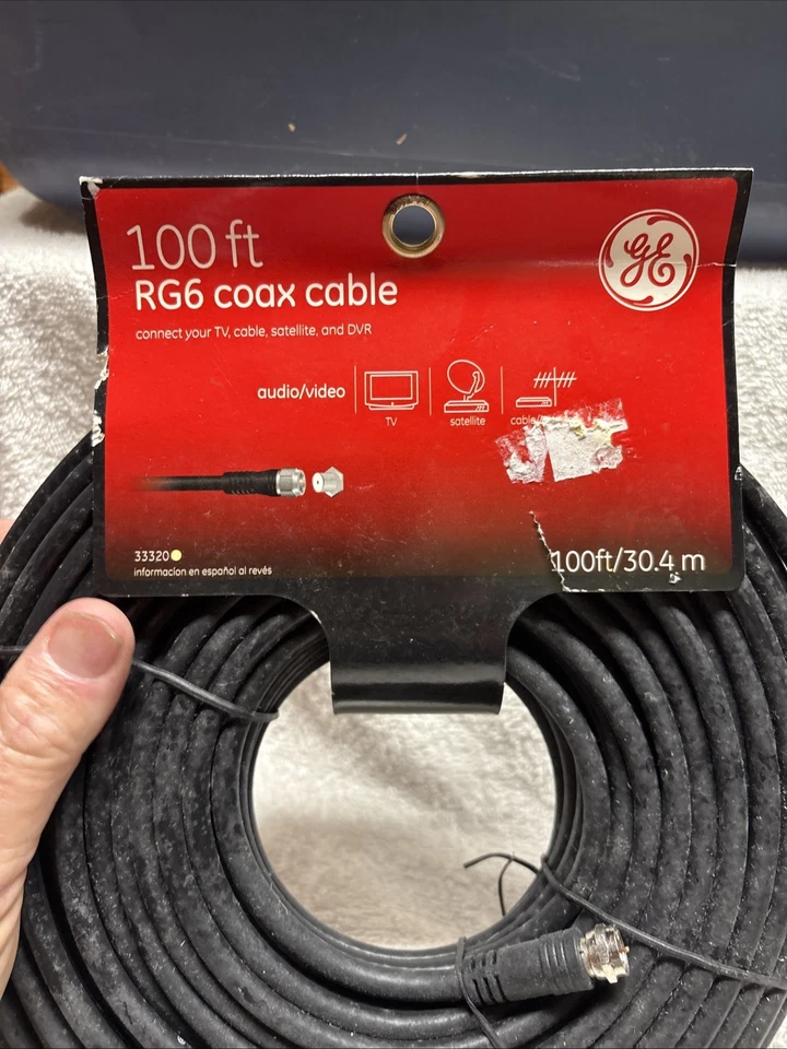 100 ft RG-6 CABLE COAXIAL SATÉLITE ANTENA HD RG6 CABLE DE PLATO COAXIAL TV OTA Foto 2 de 4