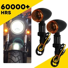 2X Motorcycle Turn Signal Lights Mini Bullet Blinker Amber Lens Indicator Lamps