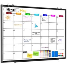Calendar Whiteboard for Wall 48" x 36", Magnetic Dry Erase Calendar Monthly D...