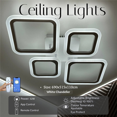 LED Decken Kronleuchter 4-eckig modern Unterputz Leuchte dimmbar 52W Wohnen