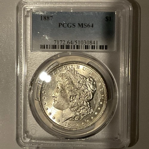 1887 Morgan Silver Dollar PCGS MS64 $1 Philadelphia Mint
