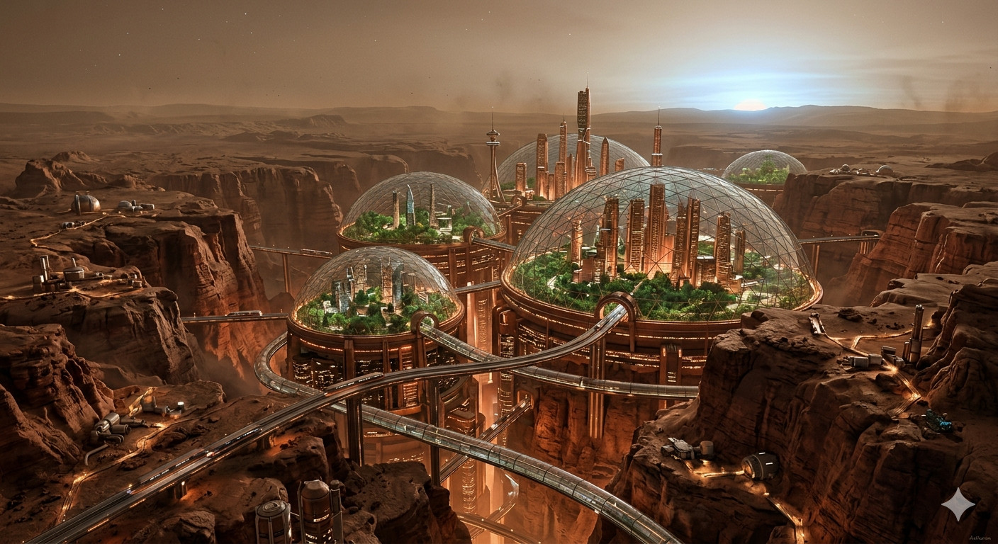 Mars Night/Day City Digital Art 1/1 Limited Artwork Sci-Fi Collector FUTURE NFT