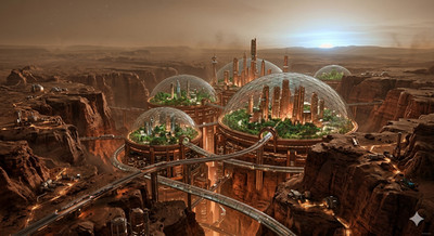 Mars Night/Day City Digital Art 1/1 Limited Artwork Sci-Fi Collector FUTURE NFT
